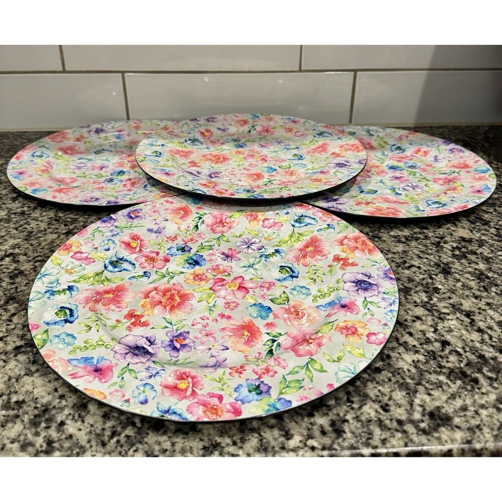 Hobby Lobby The Spring Shop Floral Garden Dinner Plates Set of 4 Watercolor New
